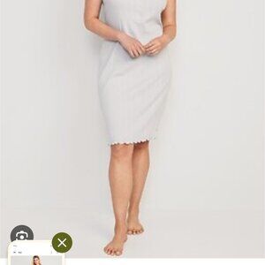 TWO Maternity Sleeveless Pointelle-Knit Nursing Nightgown